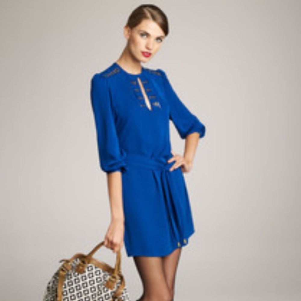 [Diane Von Furstenberg] Blue Dress+Gold Detailing
